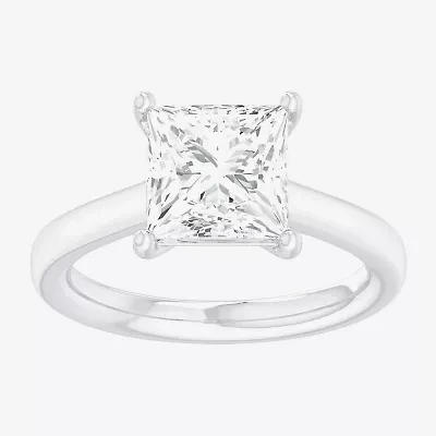 Solitaire Ring (G-H / Si1-Si2) Womens 2 CT. T.W. Lab Grown White Diamond 14K Gold Princess Engagement