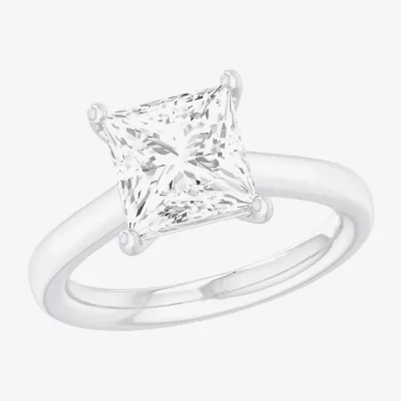 Solitaire Ring (G-H / Si1-Si2) Womens 2 CT. T.W. Lab Grown White Diamond 14K Gold Princess Engagement