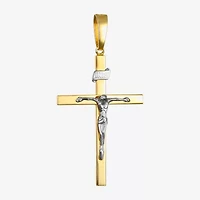 Crucifix Mens 14K Gold Cross Pendant