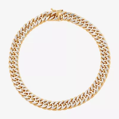 Mens 14K Gold 9 Inch Hollow Curb Chain Bracelet