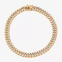 Mens 14K Gold 9 Inch Hollow Curb Chain Bracelet