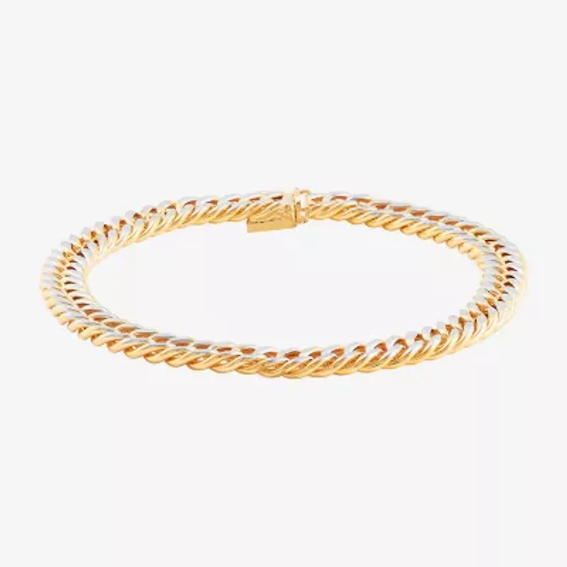 Mens 14K Gold 9 Inch Hollow Curb Chain Bracelet