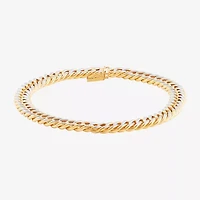Mens 14K Gold 9 Inch Hollow Curb Chain Bracelet