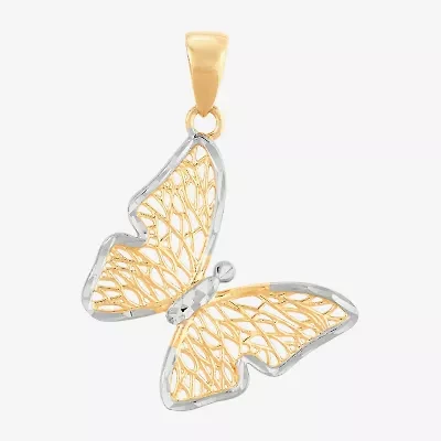 Womens 14K Gold Butterfly Pendant