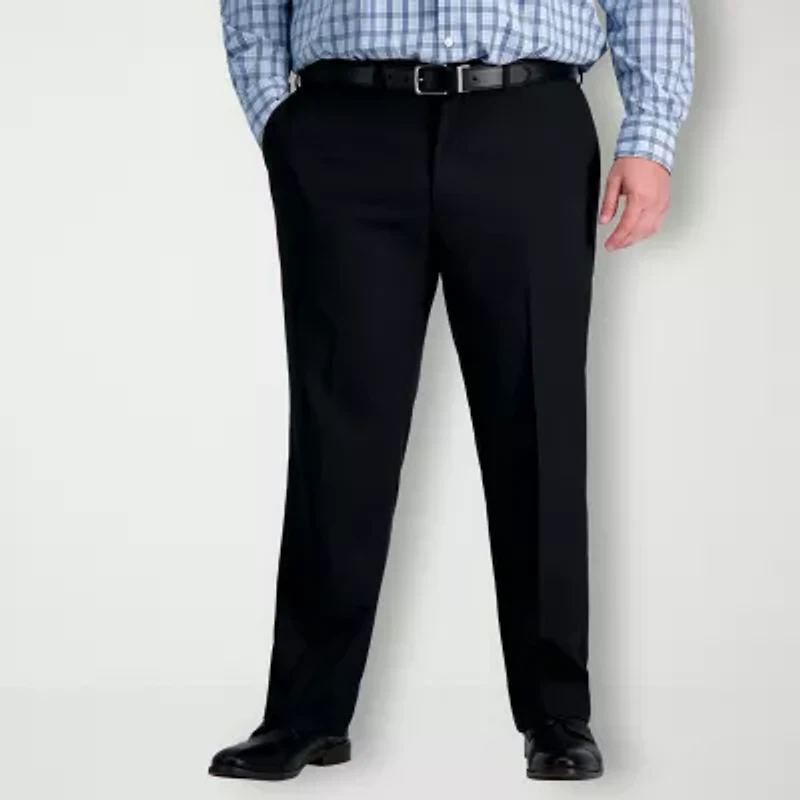 Haggar Premium Comfort Mens Waistband Straight Fit Big and Tall Dress Flat Front Pant