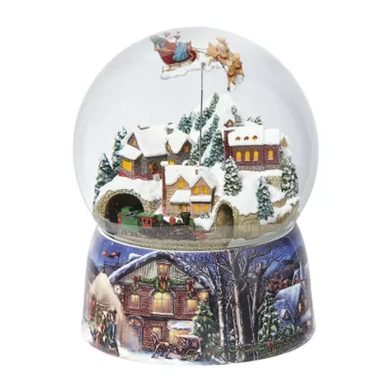 Roman 8" Musical Santa Train Dome Plays Music Christmas Tabletop Decor