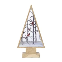 Roman 12" Led Tree With Cardinal Wood Base Lighted Christmas Tabletop Decor