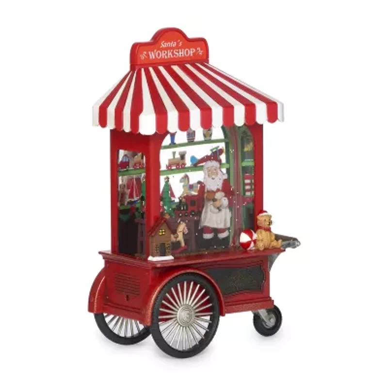 Roman 10.75" Led Toy Shop Cart With Santa Lighted Christmas Tabletop Decor