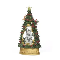 Roman 13.5" Led Village Tree & Church Lighted Christmas Tabletop Decor