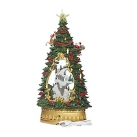 Roman 13.5" Led Village Tree & Church Lighted Christmas Tabletop Decor