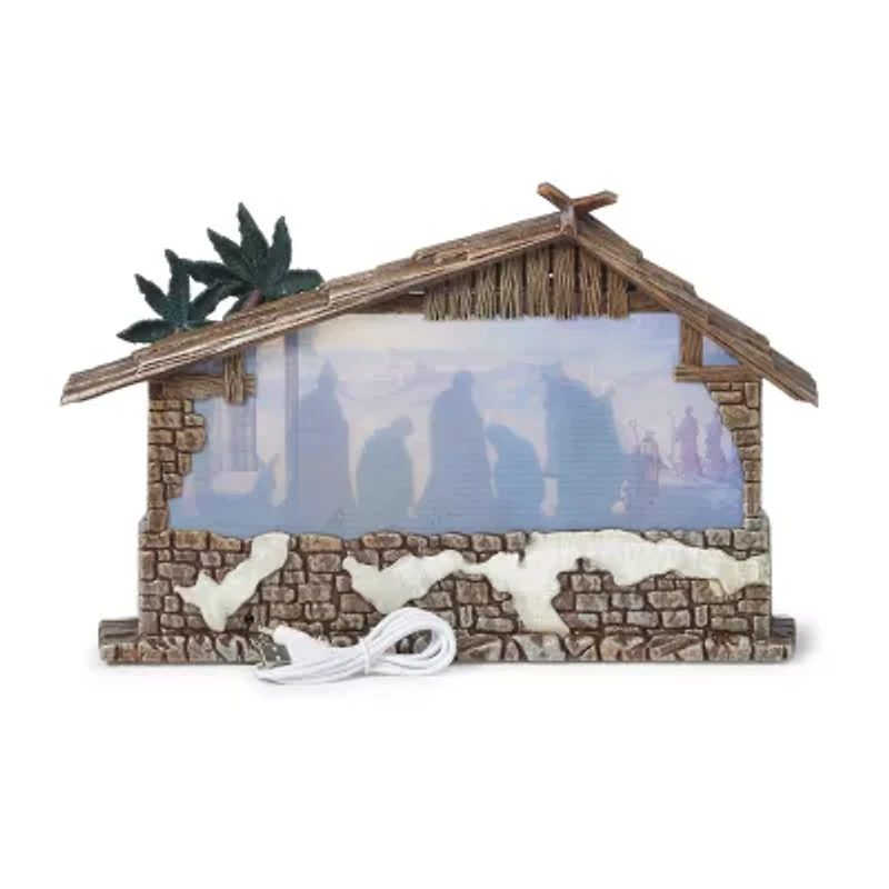 Roman 8.25" Led Nativity Stable Lighted Christmas Tabletop Decor