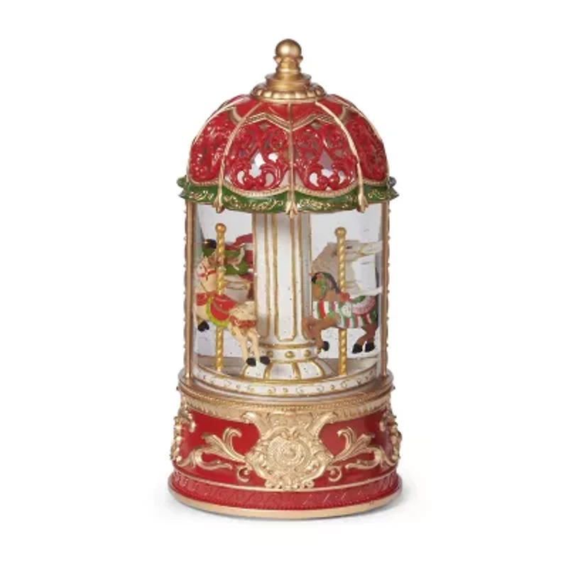 Roman 9" Led Carousel Santa & Reindeer Lighted Christmas Tabletop Decor