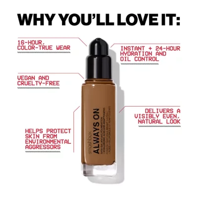 Smashbox Always On Skin-Balancing Foundation With Hyaluronic Acid + Adaptogens