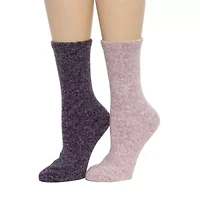 Luxury Cozy Wide Welt Womens 2 Pair Crew Socks