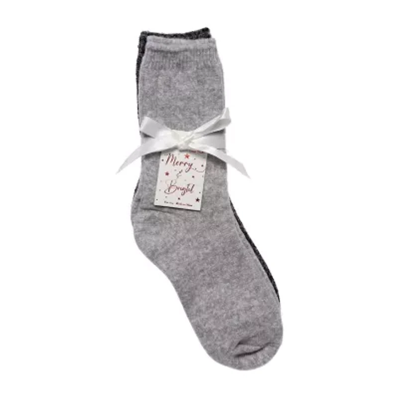 Luxury Cozy Waffle Womens 2 Pair Crew Socks
