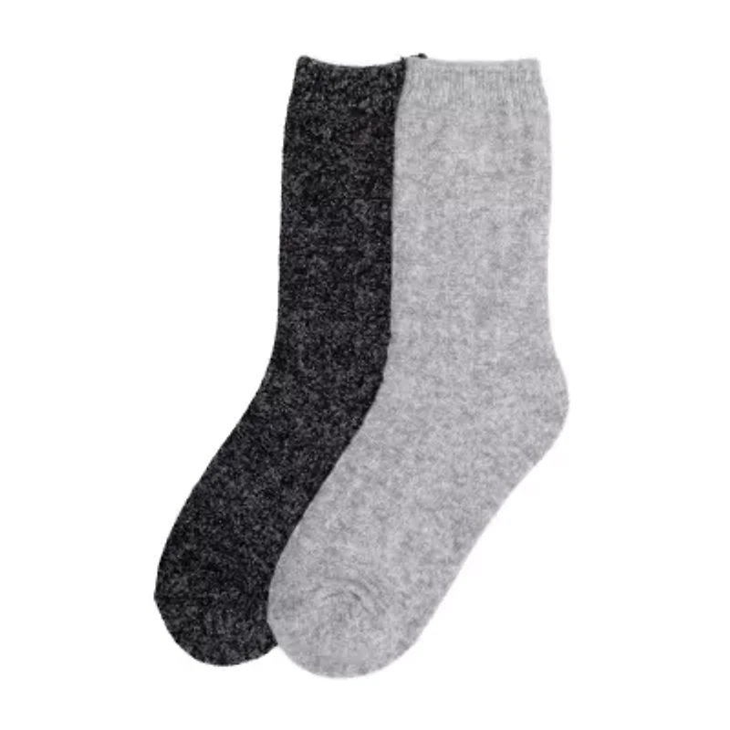 Luxury Cozy Waffle Womens 2 Pair Crew Socks