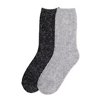 Luxury Cozy Waffle Womens 2 Pair Crew Socks