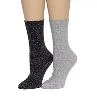 Luxury Cozy Waffle Womens 2 Pair Crew Socks