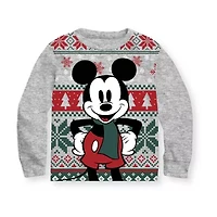Toddler Boys Crew Neck Long Sleeve Regular Fit Mickey Mouse Graphic T-Shirt