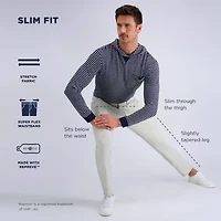 Haggar Life Khaki Mens Comfort Waistband Slim Fit Flat Front Pant