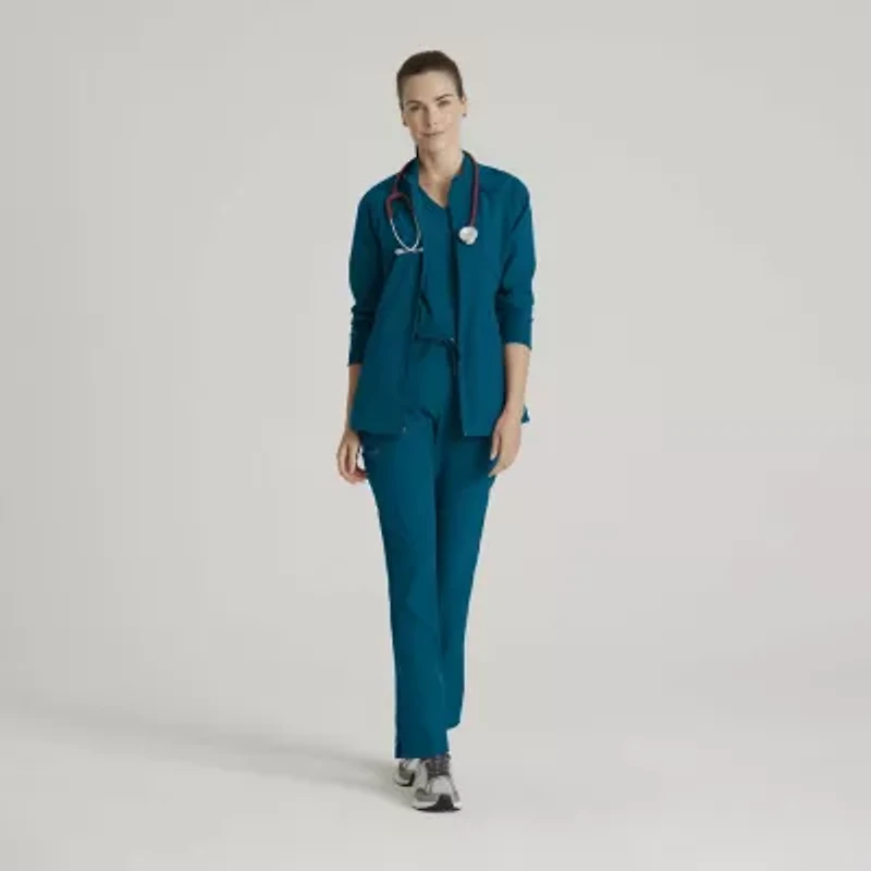 Barco One Bow894 Venture 4-Pocket Banded Collar Warm-Up Womens Plus Tall Wrinkle Resistant Scrub Jackets