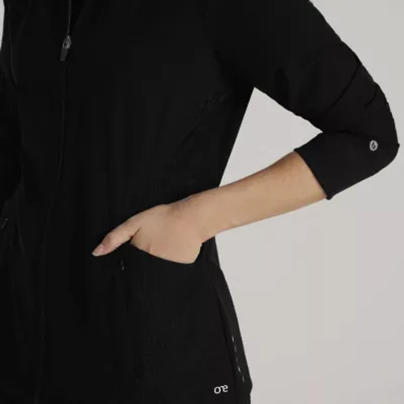 Barco One Bow894 Venture 4-Pocket Banded Collar Warm-Up Womens Plus Tall Wrinkle Resistant Scrub Jackets