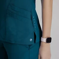 Barco One 5106 Pulse 5-Pocket Womens V Neck Short Sleeve Tag Free Stretch Fabric Moisture Wicking Scrub Top