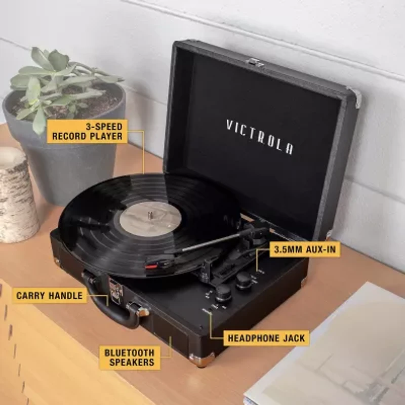 Victrola Journey Bluetooth Suitcase Record Player With 3-Speed Turntable