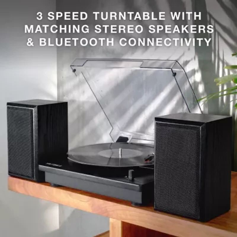 Victrola Montauk Bluetooth Record Player With 3 Speed And Bookshelf Turntable