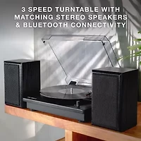 Victrola Montauk Bluetooth Record Player With 3 Speed And Bookshelf Turntable