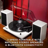 Victrola Montauk Bluetooth Record Player With 3 Speed And Bookshelf Turntable