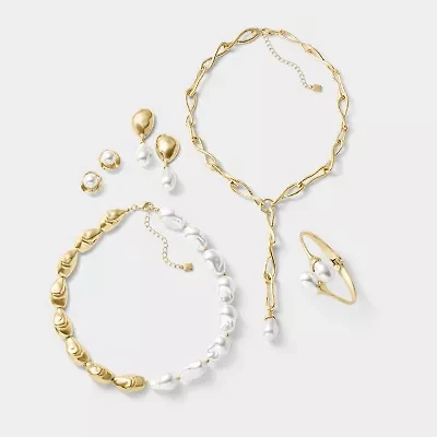 Worthington Gold Tone Simulated Pearl 19mm Stud Earrings