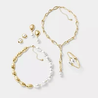 Worthington Gold Tone Simulated Pearl 19mm Stud Earrings