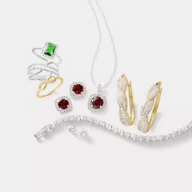 Sparkle Allure Light Up Box Womens Cubic Zirconia Pure Silver Over Brass Square -pc. Jewelry Set