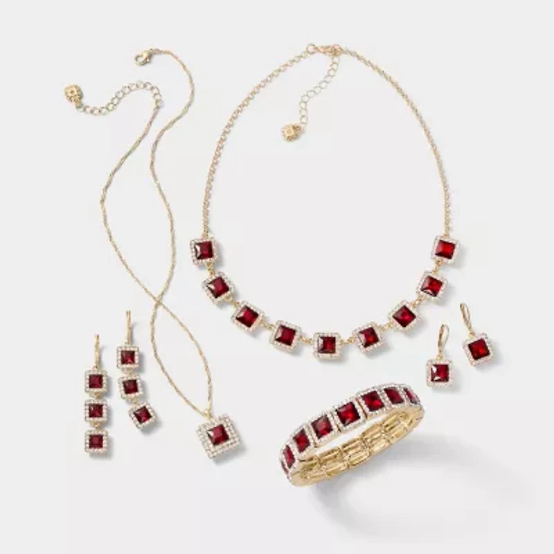 Monet Jewelry Halo Womens Glass Square Drop Earrings