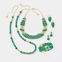 Liz Claiborne Gold Tone Beaded Womens Inch Strand Necklace