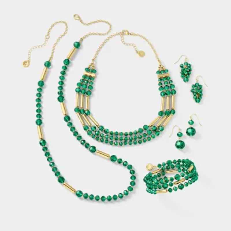 Liz Claiborne Gold Tone Beaded Shakey Womens Drop Earrings