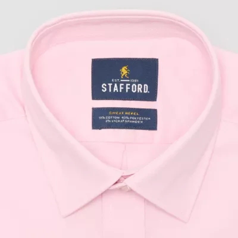 Stafford Advanced Performance Sweat Repel Mens Regular Fit Stretch Fabric Wrinkle Free Long Sleeve Dress Shirt