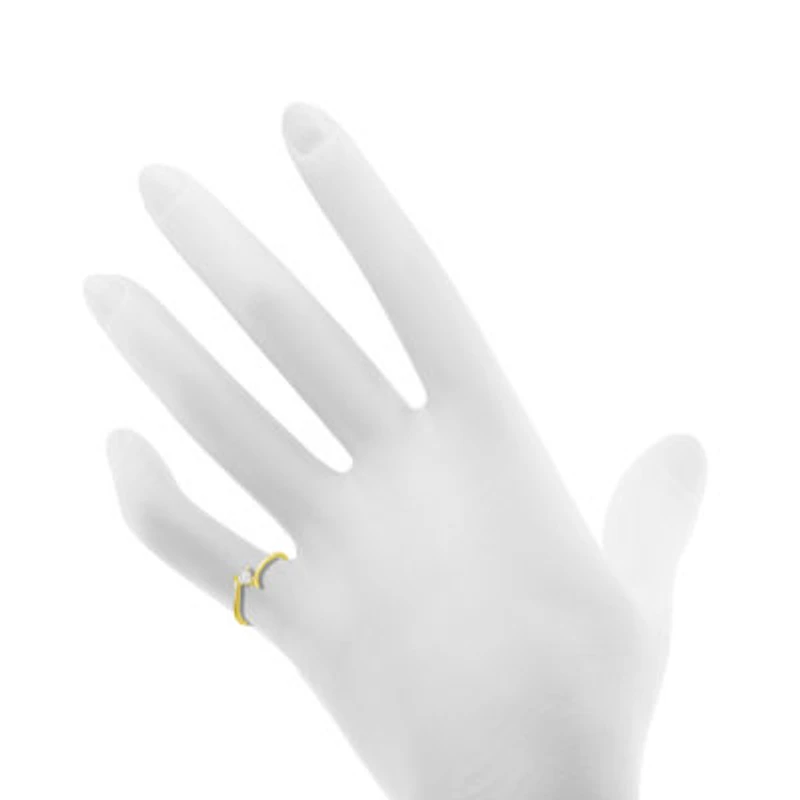 Itsy Bitsy Womens Cubic Zirconia 14K Gold Over Silver Hypoallergenic Bypass  Delicate Band