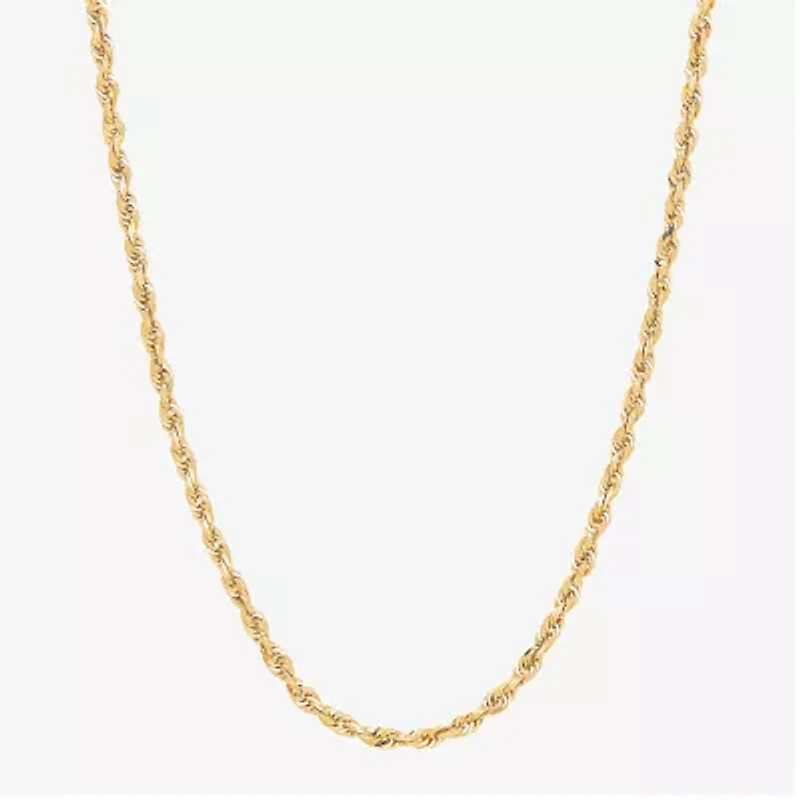 Womens 10K Gold 20 Inch Rope Chain Necklace