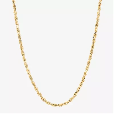 Womens 10K Gold 20 Inch Rope Chain Necklace