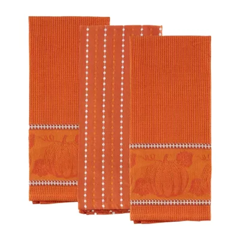 Design Imports Burnt Orange Harvest 3-pc. Dish Cloth