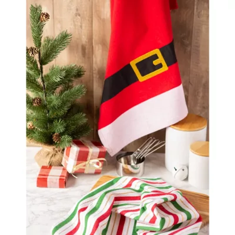 Design Imports Santa Belt 2-pc. Dish Towel Set