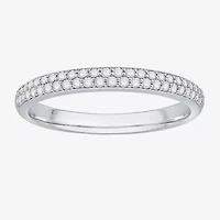Micro Pave Womens 2MM 1/4 CT. T.W. Natural White Diamond 10K White Gold Anniversary Wedding Band