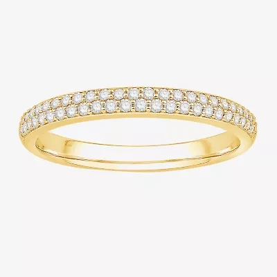 Micro Pave Womens 2MM 1/4 CT. T.W. Natural White Diamond 10K Gold Anniversary Wedding Band
