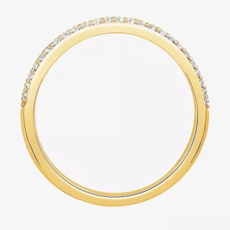 Micro Pave Womens 2MM 1/4 CT. T.W. Natural White Diamond 10K Gold Anniversary Wedding Band