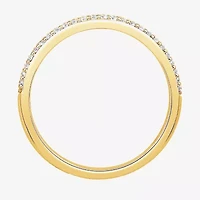 Micro Pave Womens 2MM 1/4 CT. T.W. Natural White Diamond 10K Gold Anniversary Wedding Band