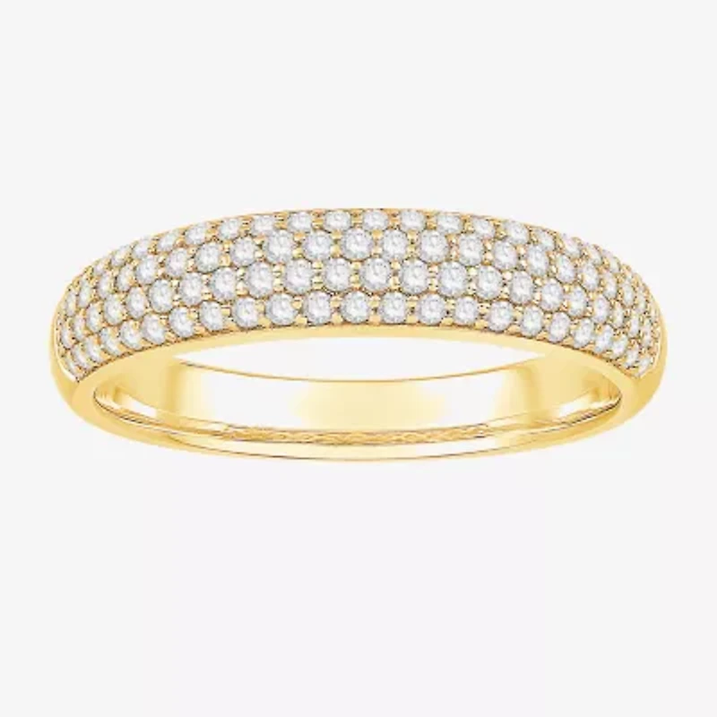 Micro Pave Womens 4MM 1/2 CT. T.W. Natural White Diamond 10K White Gold Anniversary Wedding Band