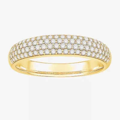Micro Pave Womens 4MM 1/2 CT. T.W. Natural White Diamond 10K White Gold Anniversary Wedding Band