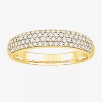Micro Pave Womens 4MM 1/2 CT. T.W. Natural White Diamond 10K White Gold Anniversary Wedding Band